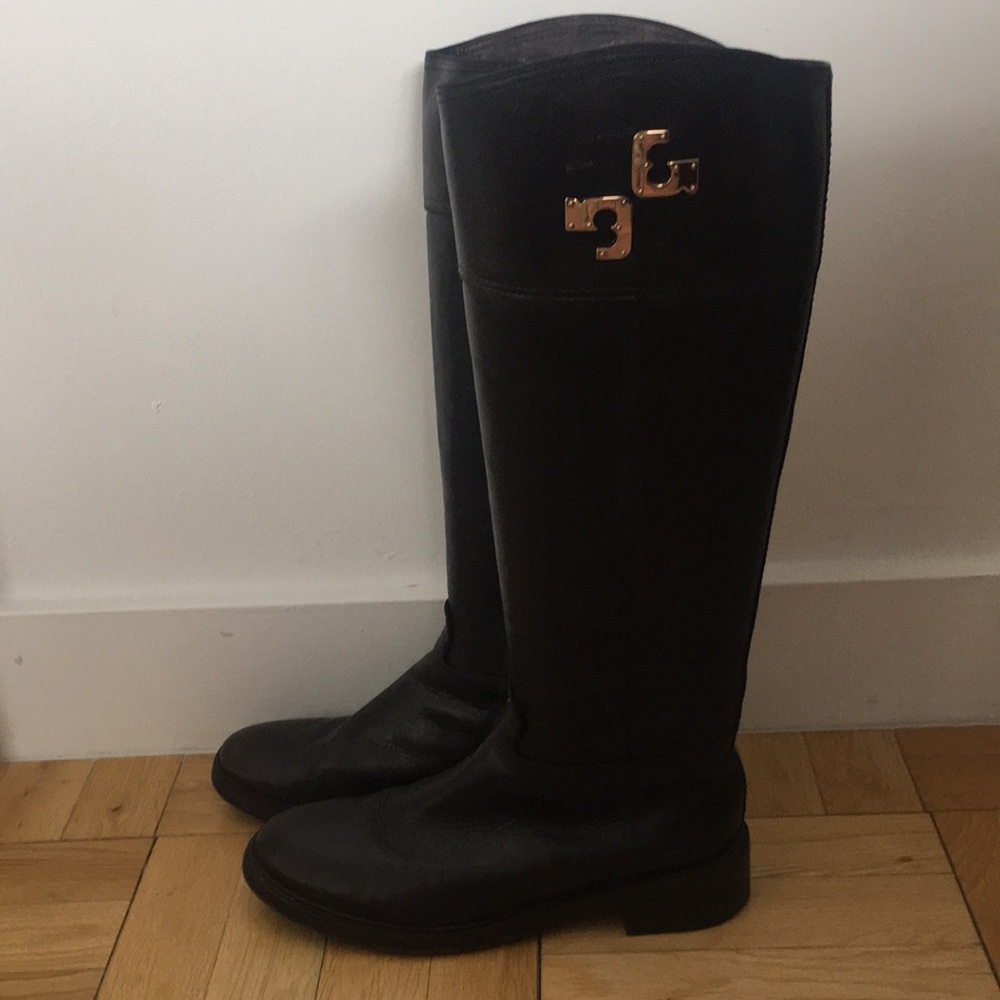 Tory Burch Brown Leather Riding Boots